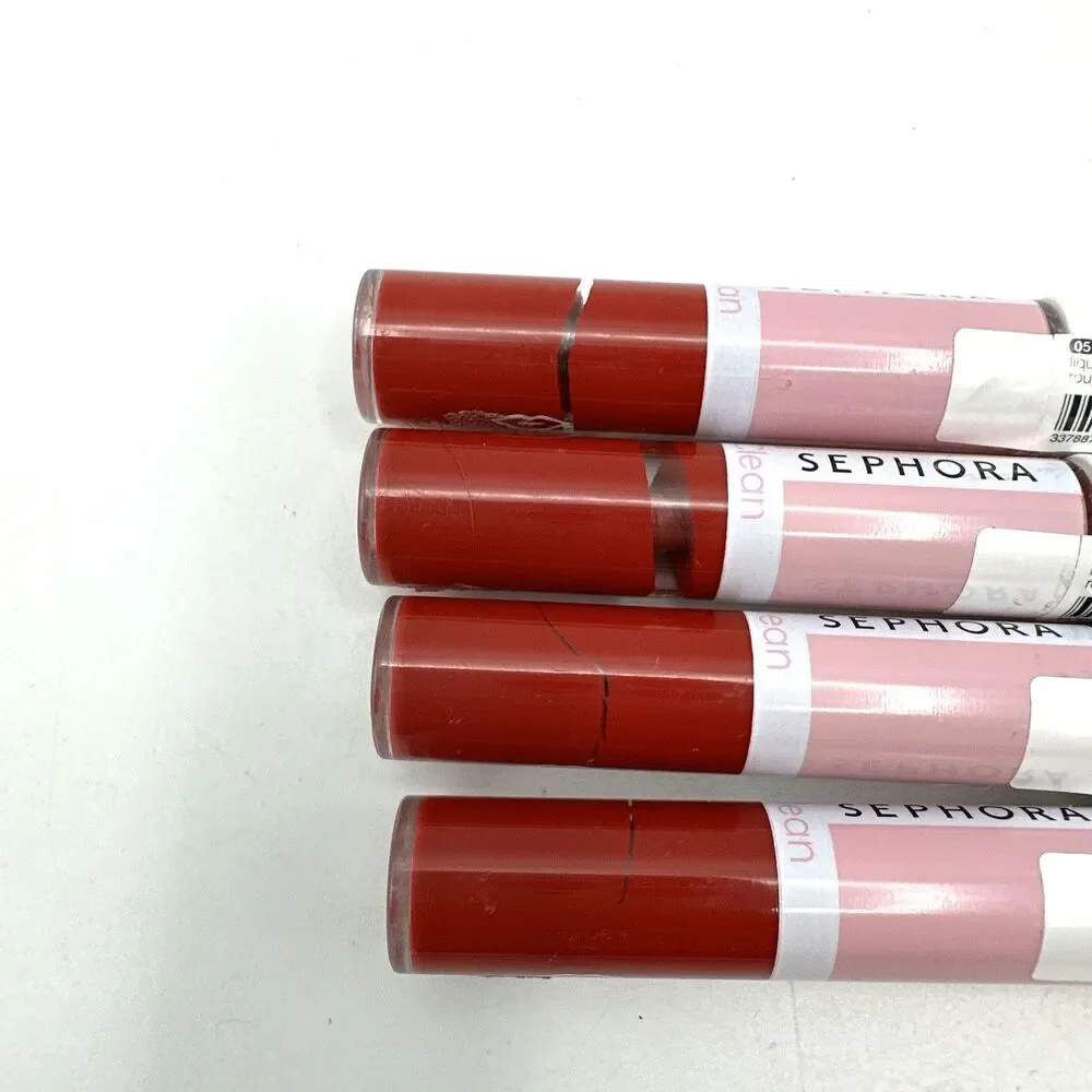 Lot of 4 SClean Sephora Liquid Lipstick 05 Rose (Red) Clean Lip Mousse Rouge